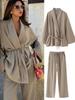 Long-Sleeve Women's American Kimono Style Outerwear Set with Casual Pants