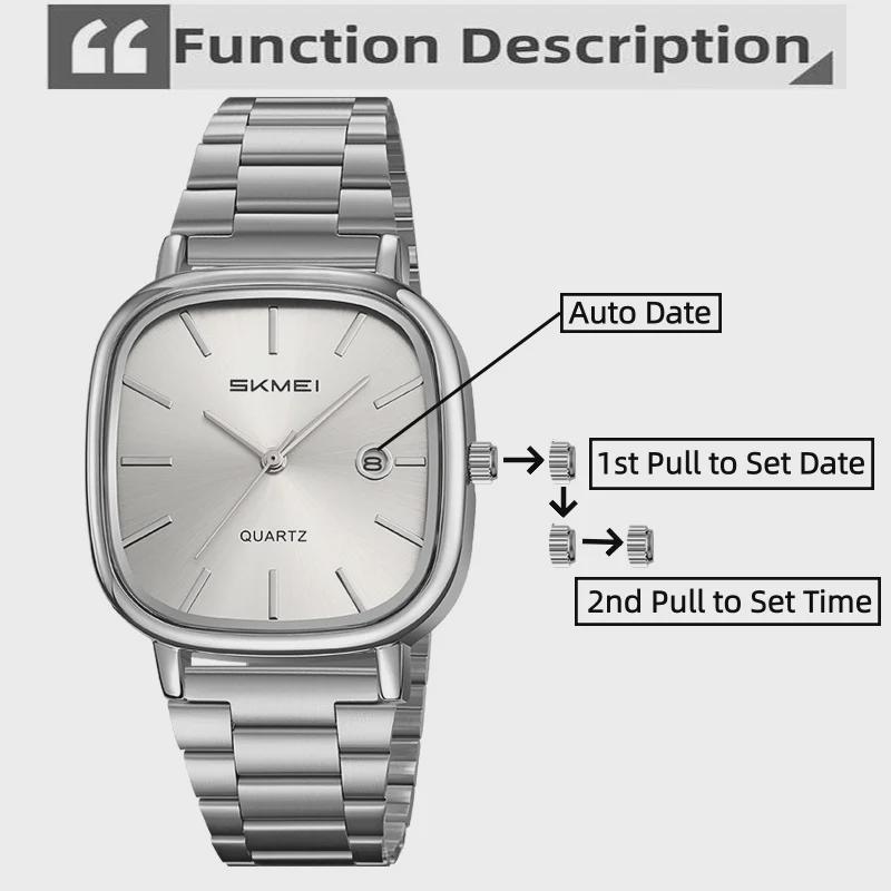 Luxury Mens Quartz Calendar Watches Stainless Steel Strap Waterproof Analog Display Fashion Casual Wristwatch