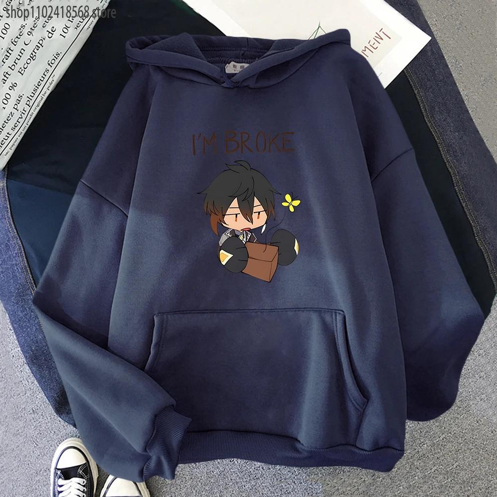 Zhongli Genshin Impact Meme Hoodie Men Gothic Long Sleeve Sweatshirts Kawaii Clothes Sudadera Y2k Tops Crewneck Women