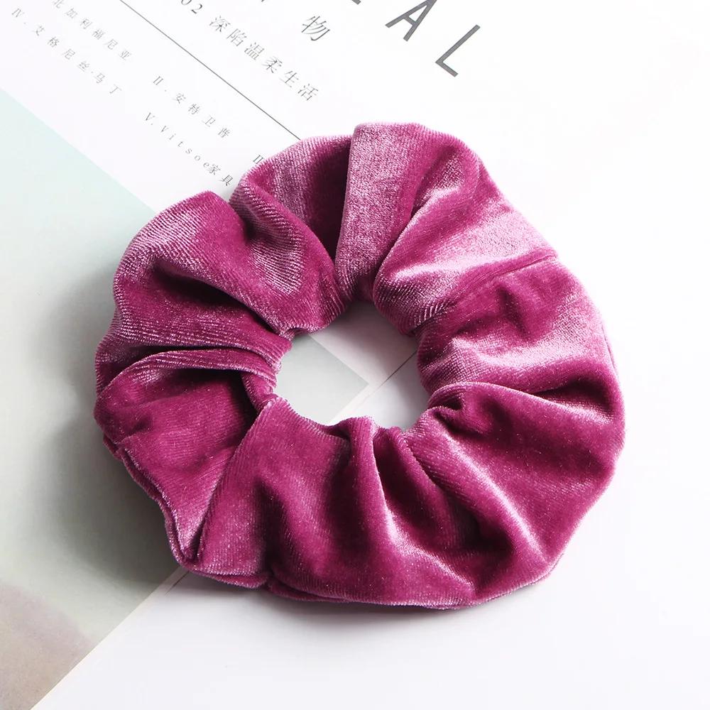 Winter Vintage Woman Large Velvet Scrunchies Elastics Hair Band Solid Hair Ties Ladies Ponytail Holder Hair Accessories