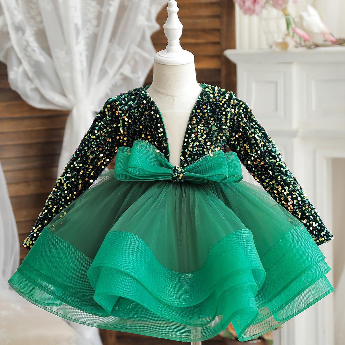 

Высококачественное платье для подиума с длинными рукавами для девочек на день рождения 100 cm