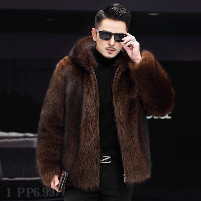 Jachetă de blană pentru bărbați, imitație de nurcă