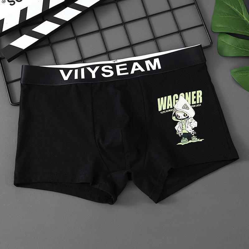 

Мужское хлопковое нижнее белье, боксеры, модные, с рисунком из мультфильмов, со средней талией, удобные трусы, шорты, сексуальные, модные трусики L чёрный