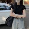 Chic Y2K Crop Top Solid Color Tees Shirts Women Simple Short Sleeve T-shirt  Streetwear