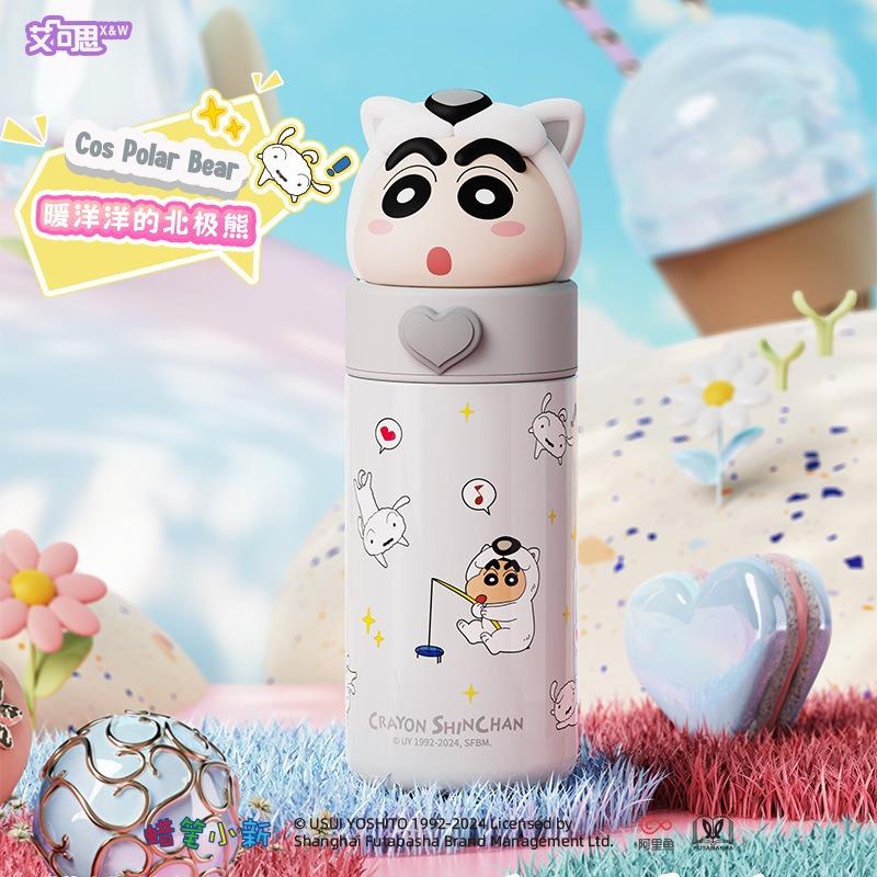 350ml Sanrio Stainless Steel Cartoon Thermos Shin-chan Dollcup Cosplay Child Vacuum Flask Water Bottle Gift Cup for Kids