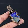 Lapis Lazuli Gemstone Pure Copper Wire Wrapped Handmade Pendant Jewelry For Her
