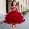 Children's Princess Dresses Gowns Flower Girl Sequins Pom Pom Dresses Walking Show Performance Clothing Girls Lace Dresses  Girl's Favourite Dress