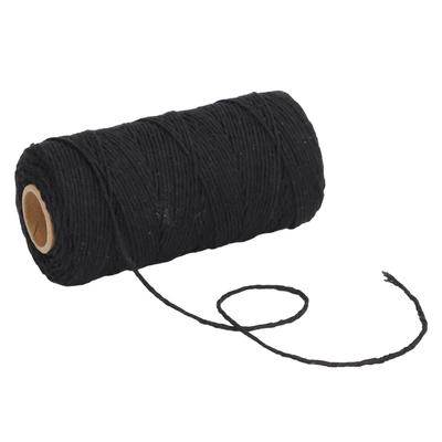 Cuerda de Macramé 2mm Suave Gruesa Inodora Algodón Reciclado Cuerda de Macramé para Manualidades de Borlas DIY Jardinería Decoración del Hogar Negro