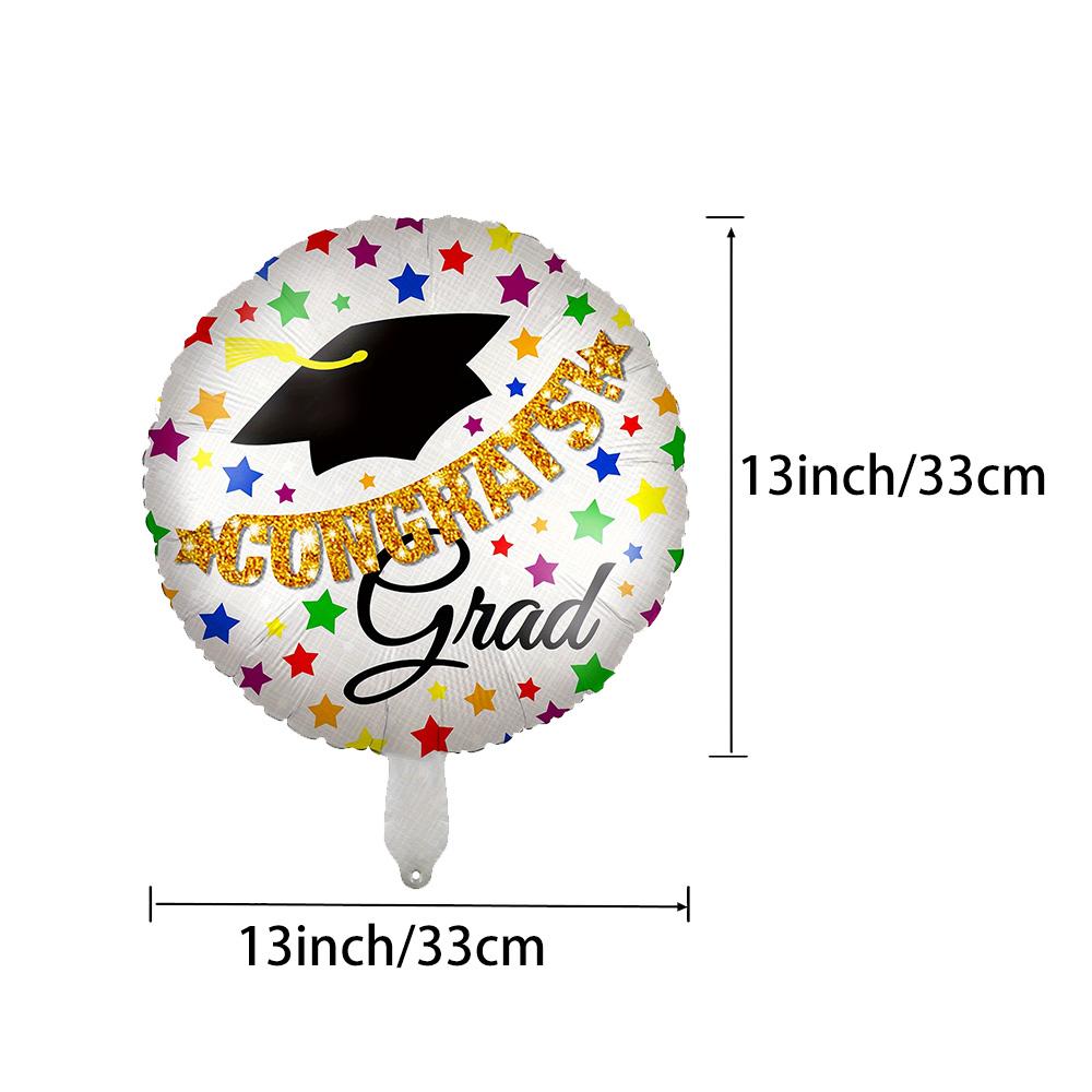 5-Piece Set of Aluminum Foil Balloons for Graduation Season, Including Graduation Doctorate Balloons, Round Balloons, Five-Pointed Stars,