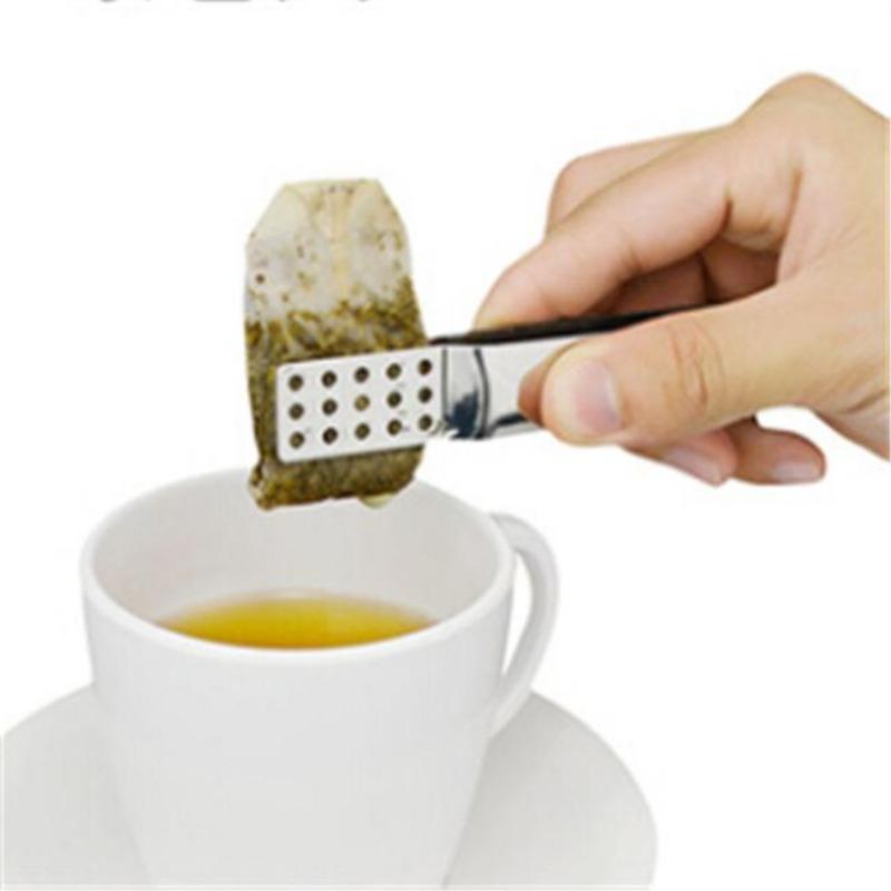 Stainless Steel Teabag Squeezer Tea Bag Tongs Strainer Ice Cube Mini Tong