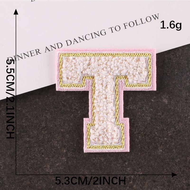 Computer Embroidery Gold Silk Towel Embroidery Cloth Label English Alphabet Hand Account Diy Patch Accessories Chenier Embroidery Cloth Sticker