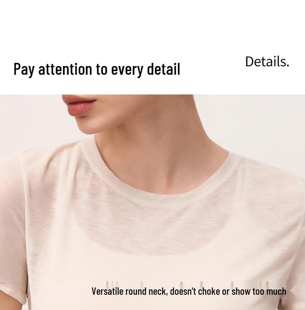 Women's Bamboo Yarn Yoga T-Shirt with Water Drop Back Design - Summer Pilates Fitness Wear