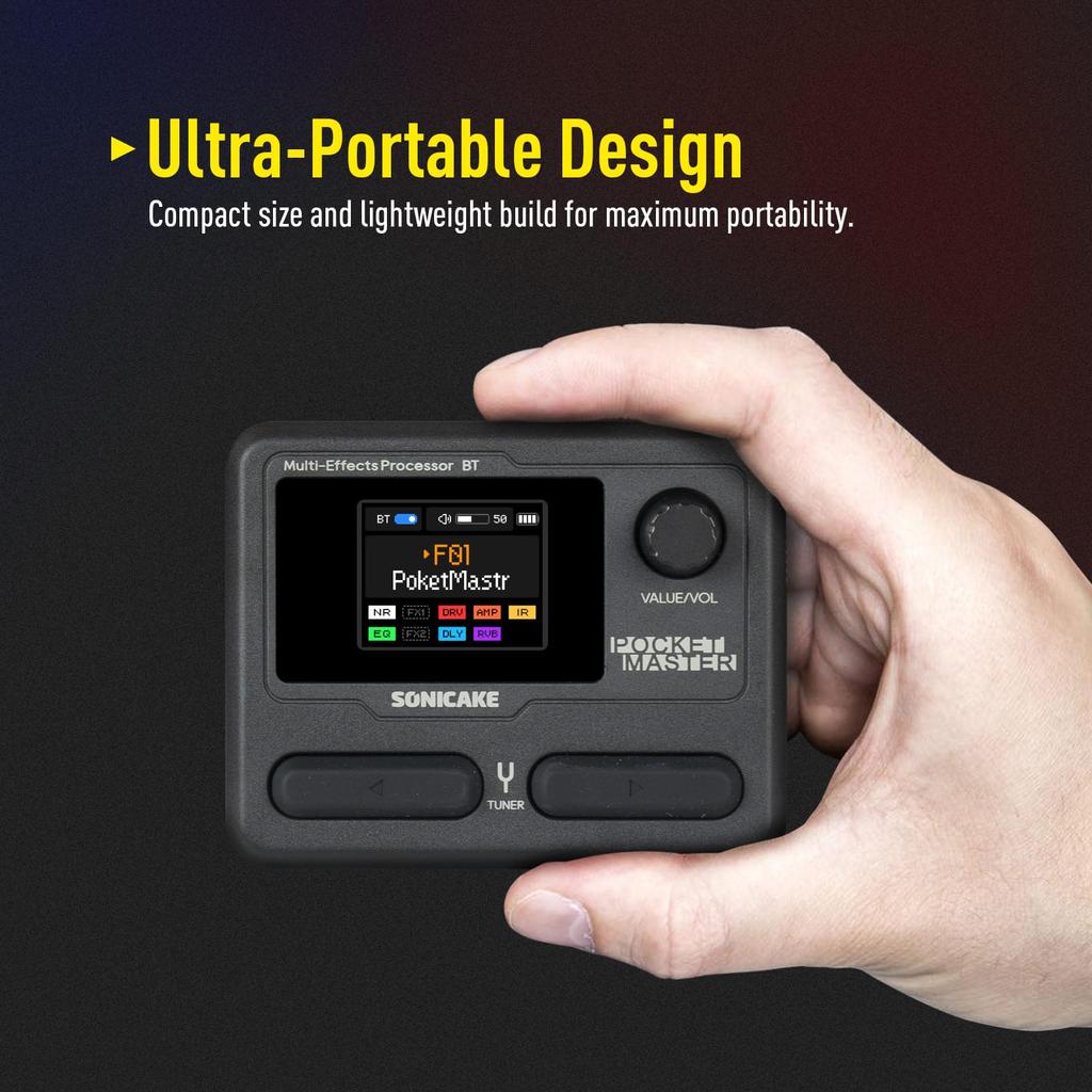 SONICAKE Multi-Effects Pedal with GuitarBass Amp Modeling, IR Cabinet Simulation, Stereo OTG USB Audio Interface, BT Audio, 1.77-inch LCD Color