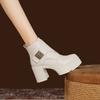 Womens Ankle Boots 9CM Ultra High Heel Platform Round Toe Chunky British Style Fashion Winter