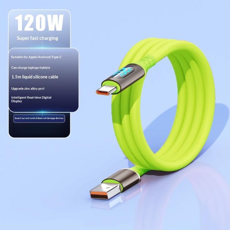 1/3Pcs 1.5 Meters Wire Type-C Digital Display Charger Cable Usb C To C 120W Fast Charging Power Display Cable Cord For Phone 17