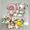 61pcs Farm Animal Balloon Cow Balloon Column 32inch 1-9th Kids Farm Animal Birthday Party Decoration Supplies Kids Favorite
