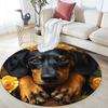 Dachshund and Roses Pattern Round rug,Carpet Rug for Living Room Bedroom Playroom ,Non-slip Floor Mat,Holiday Gifts and Birthday Gifts.