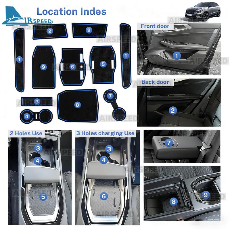 Car Door Groove Mat Anti-slip Slot Pad for Renault Austral E-Tech Hybrid 2022 2023 2024 2025 Auto Interior Trim Accessories