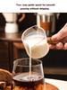 Glass Small Milk Cup Fine Espresso Small Glass Measuring Cup Single Double Spout Coffee Milk Sauce Dispenser With Wooden Handle