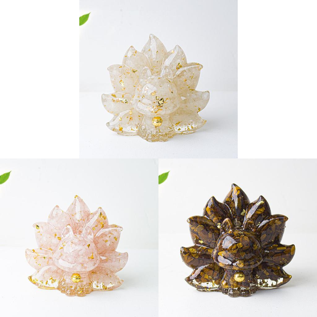 Mythical Creature Resin Crystal Nine Tailed Fox Ornament For Tabletop Decor Gift