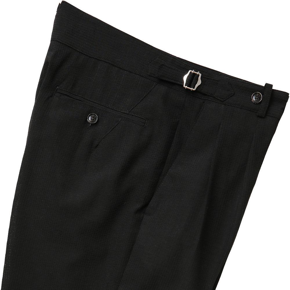 Solti Summer Wool Seersucker Trousers (Black)