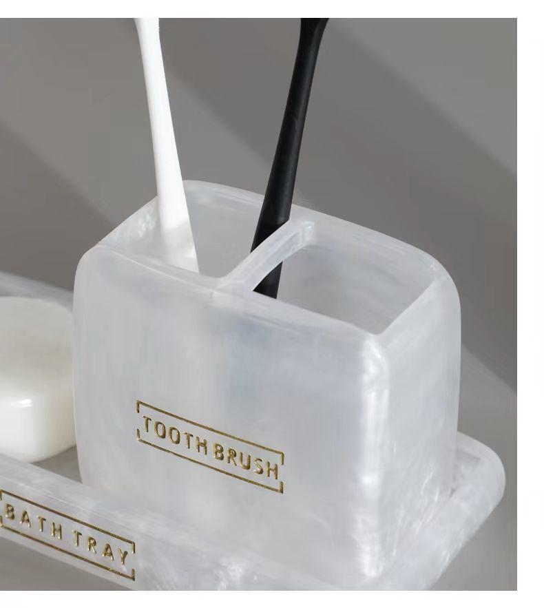 Hotel-Style Refillable Pump-Action Hand Sanitizer Bottle and Bathroom Shelf Tray Set
