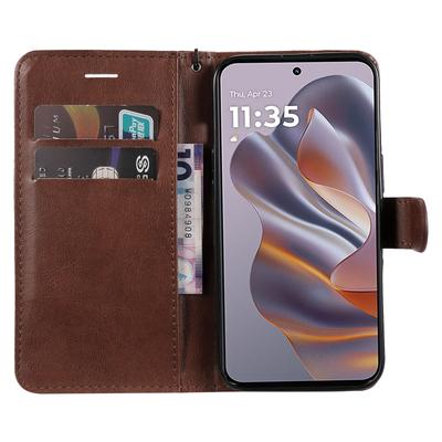 For Motorola Edge 50 Neo 5G/Moto S50 5G/Thinkphone 25 5G Case Solid Color Leather Mobile Cover Wallet Stand with Strap
