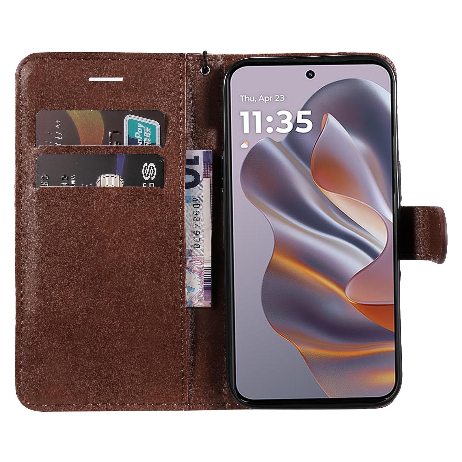 

For Motorola Edge 50 Neo 5G/Moto S50 5G/Thinkphone 25 5G Case Solid Color Leather Mobile Cover Wallet Stand with Strap Black