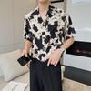 Schicke Vintage-Bedruckte Hemden Sommer Lässig Locker Herrenbekleidung Umlegekragen Japan-Stil Taschen Gespleißte Kurzarmhemden