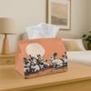 1pc Tissue Box Holder Features a Vintage Illustration of Rabbits In a Vacant Field - A Versatile Napkin Dispenser Suitable for Home Gatherings And Car