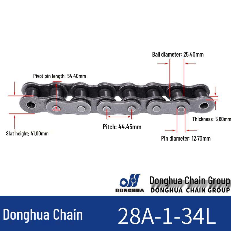 Donghua Industrial Transmission Chain: Single/Double Roller, Manganese Steel, Large Pitch Precision Roller Chain.