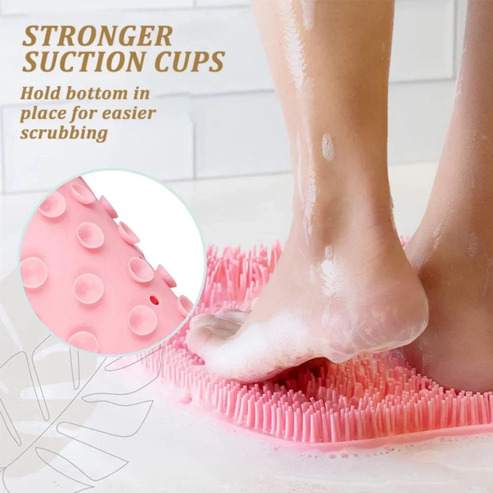 New Exfoliating Shower Massage Scraper Bathroom Non-slip Bath Mat Back Massage Brush Silicone Foot Wash Cleaning Bathing Tool
