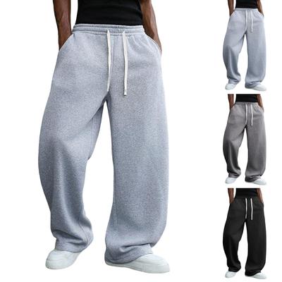 Pantaloni della tuta larghi da uomo in pile, pantaloni casual, vita elastica, atletici, da allenamento, jogger, sudore, autunno inverno