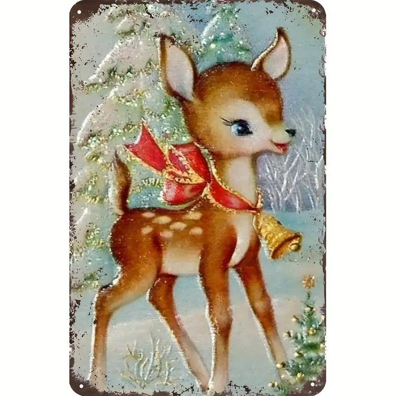 Vintage Metal Poster Christmas Elf Metal Tin Signs Posters Plate Colorful Visual Effect Wall Art for Cafe Bar Office Club Par