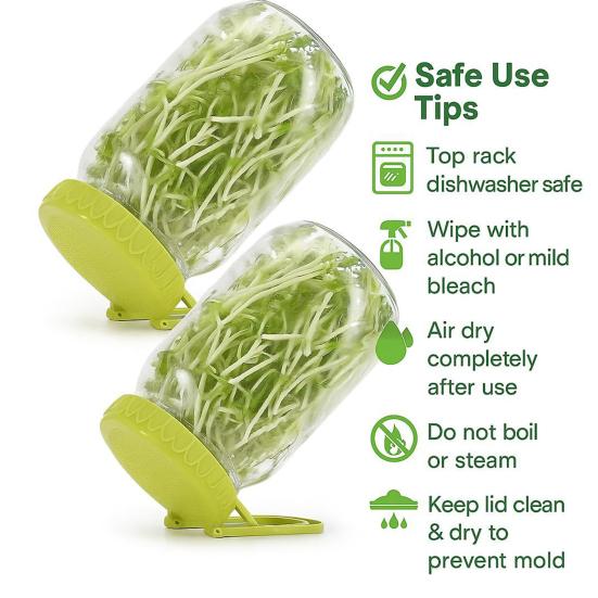 Sprouting Lid with Stand Food-grade Sprout Maker Lid Bean Sprouts Grow Jar Lid for Wide Mouth Mason Jars Easy Seeds Germination Alfalfa Broccoli