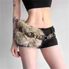 PU Leather Fur Waistband Faux Fur Jeans Waist Belt Unique Punk Studded Belt  Y2K Style