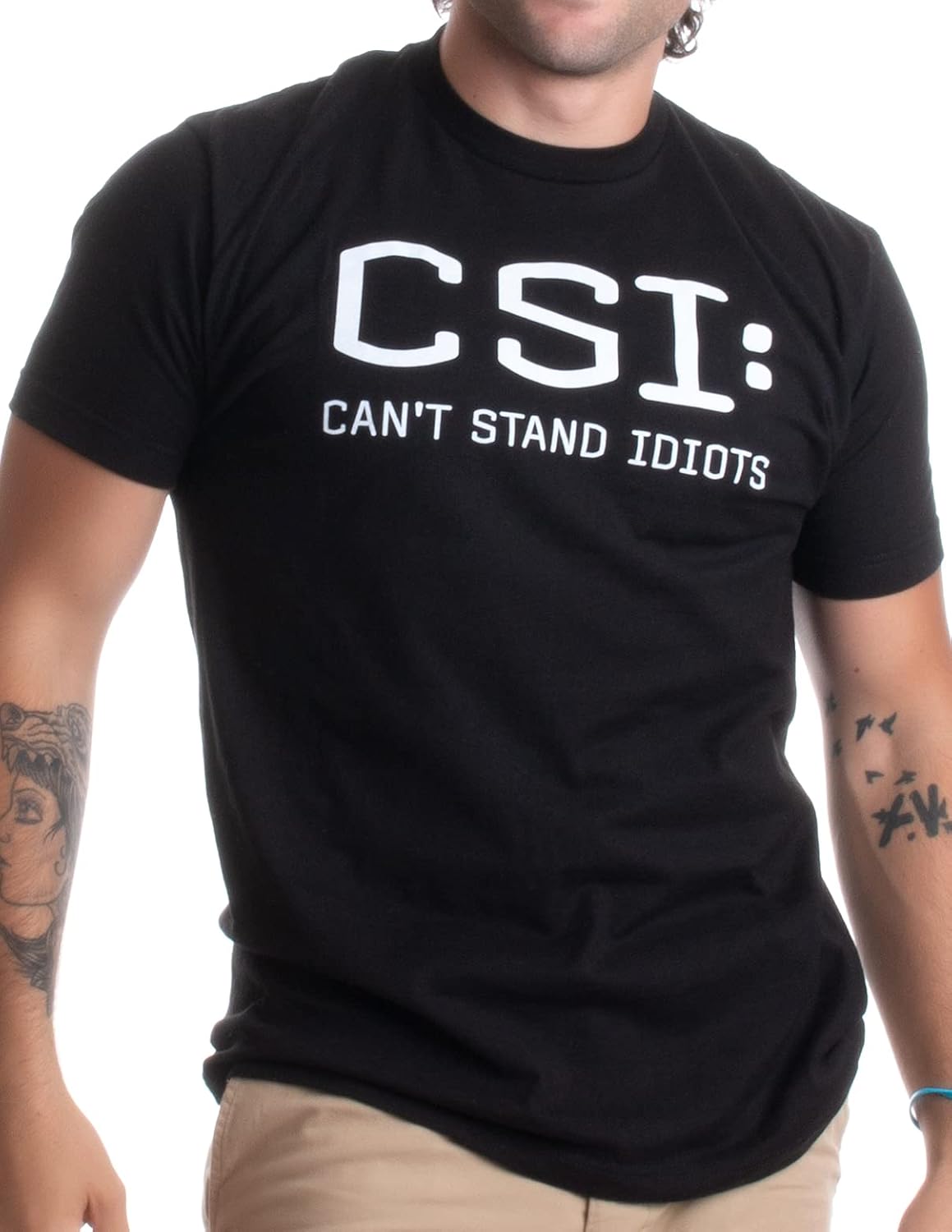 CSI: Не могу терпеть идиотов | Смешная ТВ-игра слов, Папин юмор, Саркастическая шутка Унисекс футболка S разноцветный