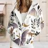 Women Plus Size Zip Up Long Sleeve Hoodie White Raven Rose Key Print Drawstring Hood With Pockets
