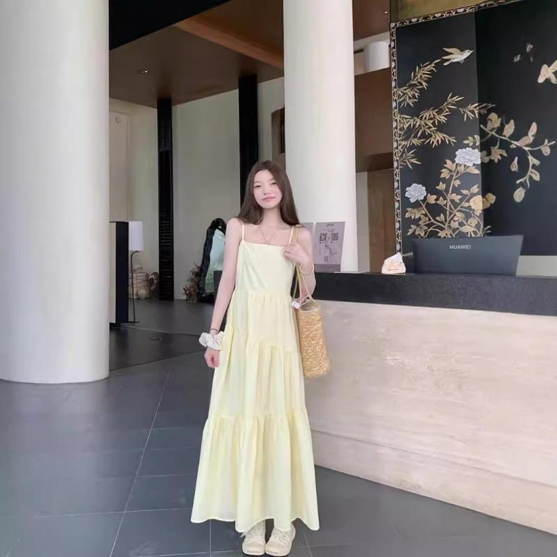 Damen Sanfter Wind Sen Tie Super Neckholder Kleid Sommer Temperament Taillenbetonendes Schlank machendes Kleid