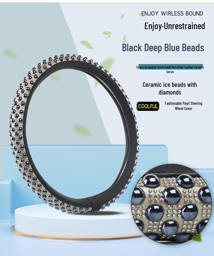 Women's Ceramic Ice Bead Diamond Steering Wheel Cover - Non-slip, Universal, Four Seasons