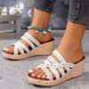 Roman Shoes Versatile Thick Soled Wedge Heel Cross Strap Height Increasing Casual Shoes Thick Soled Slippers