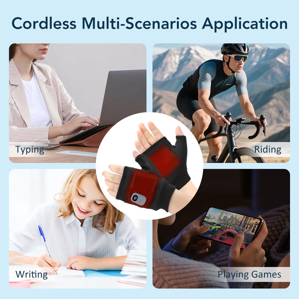 Rechargeable 1Pair Unisex Electric Heating Winter Outdoor Heated Gloves Half Finger Touchscreen Warmer Mitten for Outdoor Hiking