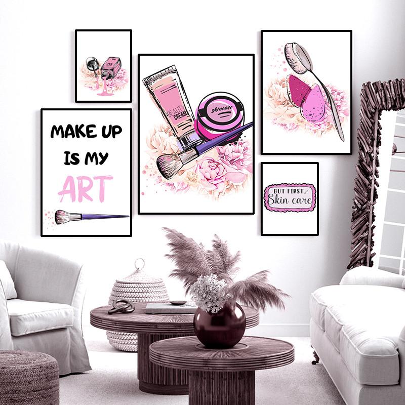Schöne Modeillustrationswerkzeuge für Maniküre, Make-up, Nagelkunst, Bilder, moderne Salon-Wandposter und Drucke, Dekor HD3157