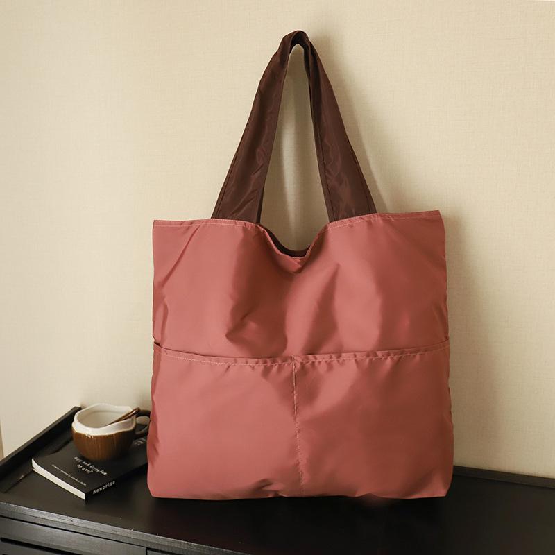 Japanese-Style Foldable Cloud Bag: Portable, Large-Capacity, Waterproof Shoulder & Handheld Grocery Bag with Zipper.