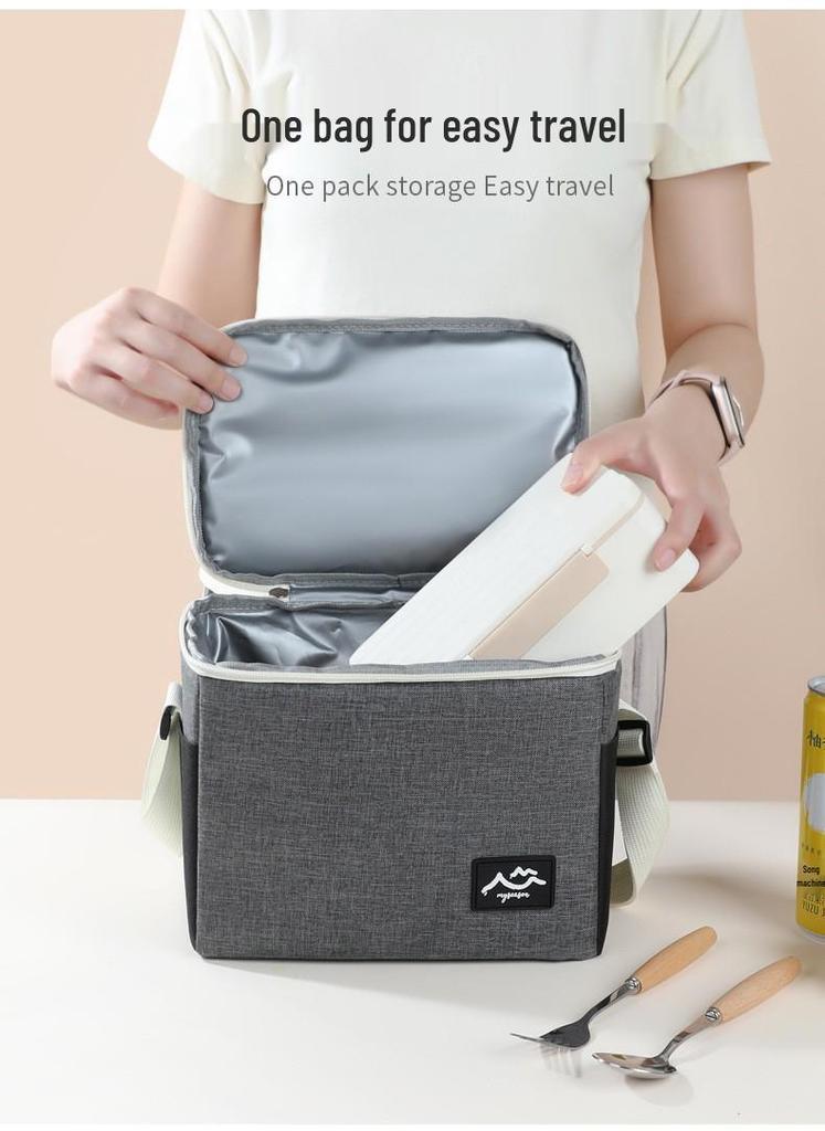 Color Block Insulated Shoulder Bag for Outdoor Camping - Thick Ice Pack & Lunch Box Preservation Bag