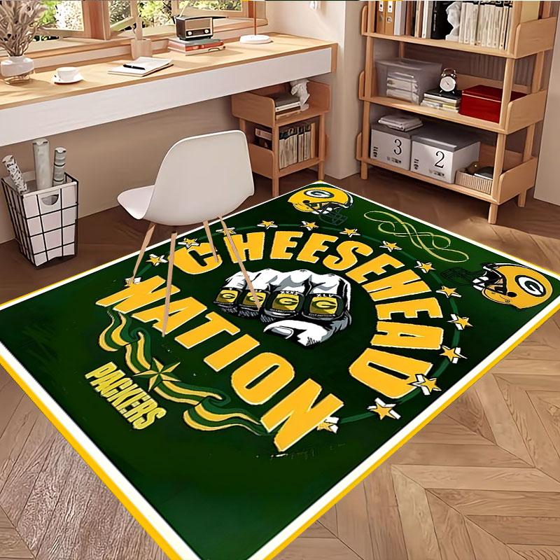 Green Bay Packers Print Rug, Washable Floor Carpet, For Entryway Dorm Laundry Room Office Study, Home Decor Birthday Christmas Gift