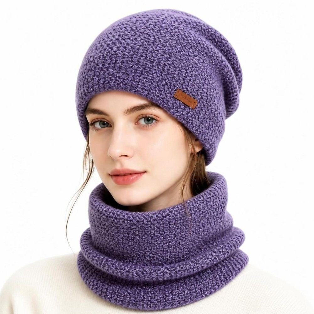 Thicken Soft Beanie Hat Windproof Coldproof Ear Protection Fashion Hat Scarf Set for Women and Men