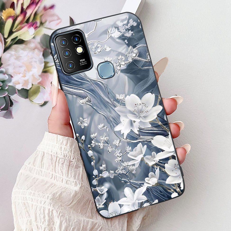 For Infinix Hot 10 Case Silicone Cute Cat Fashion Flowers Luxury Painted Back Cover For Inifnix Hot 10 Phone Case X682B X682C