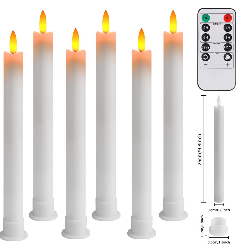 LED Tapered Candles with Remote & Timer Battery Operated Taper Light Candlesticks Window Candles for Wedding Christmas Halloween