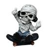 Scary Resins Skeleton Sculpture Funny Skateboarding Skull Figurine Ornament for Halloween Party Desktop Decoration